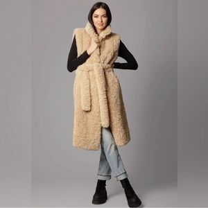 Avec Les Filles Faux Fur Belted Longline Vest
